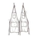 Ink drawing of two aprons hanging