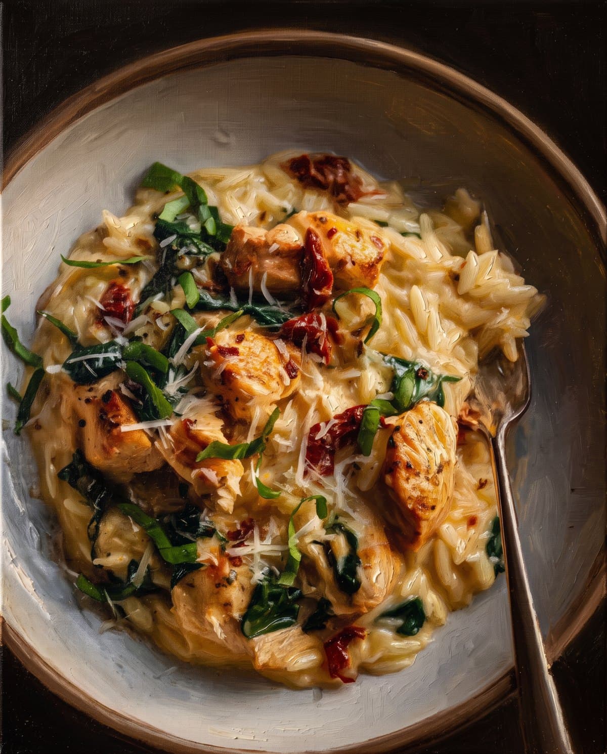Sun-Dried Tomato Chicken Orzo, drawn