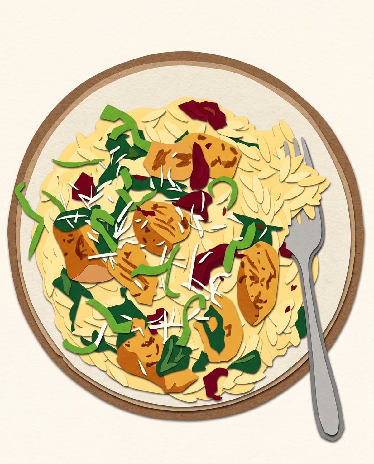 Sun-Dried Tomato Chicken Orzo, drawn