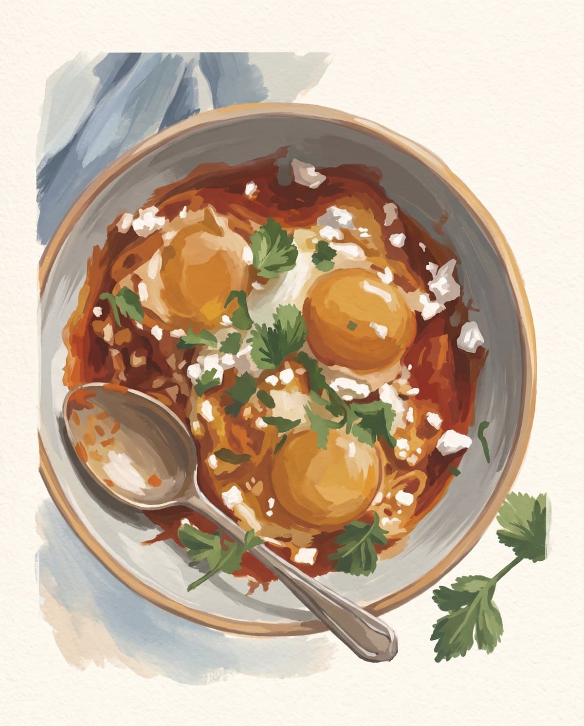 Shakshuka, drawn in Gouache