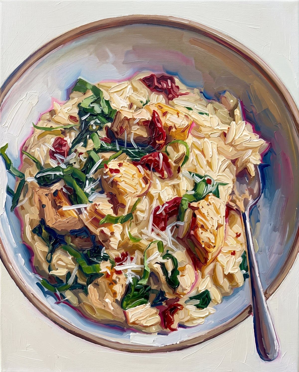 Sun-Dried Tomato Chicken Orzo, drawn
