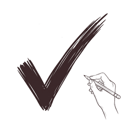 Hand drawing a large check mark of approval