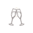 Ink drawing of two champagne glasses toasting